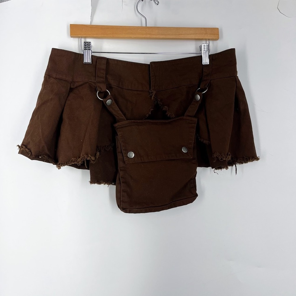 Club Exx Pleated Festival Micro Mini Skirt Rave Detachable Cargo Pouch Size L